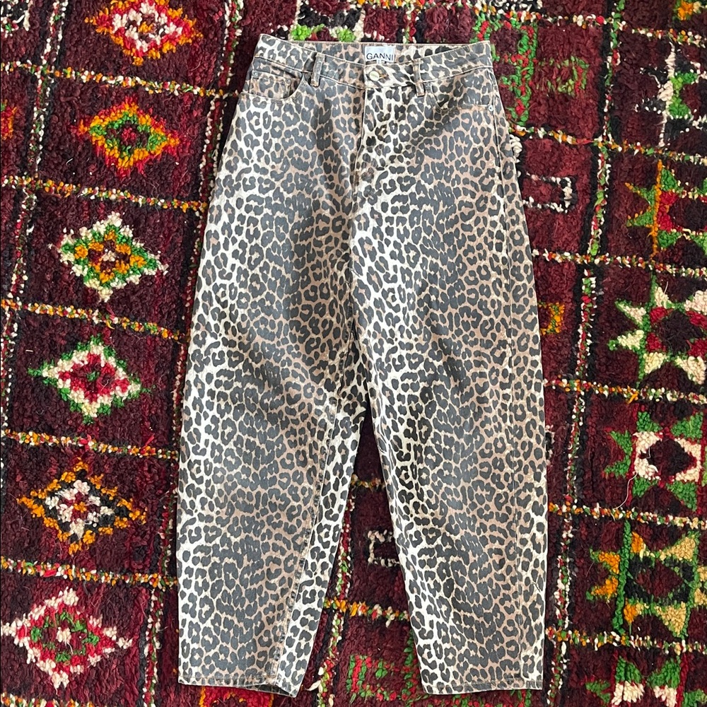 Ganni Stary Jeans Leopard Print